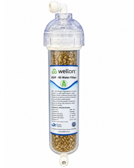 Wellon 13 Inch KDF 85 + Activated Carbon Inline Water Filter | Chlorine, Iron & Hydrogen Sulfide Reduction | Improves Taste & Odour | Transparent Refillable Filter .